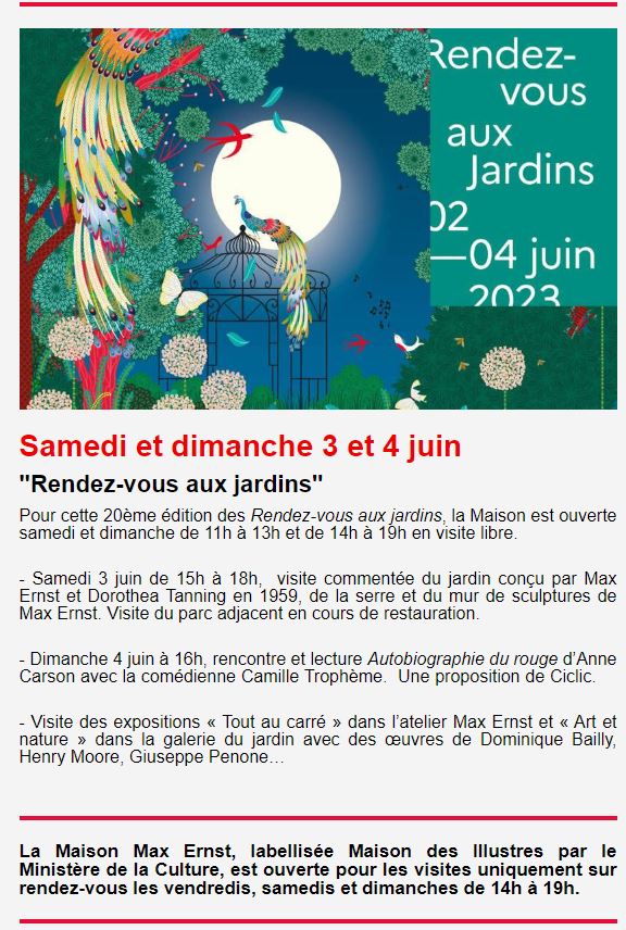 « Rendez-vous aux jardins » - Maison Max Ernst # Huismes @ Maison Max Ernst & Dorothea Tanning. | Richelieu | Centre-Val de Loire | France
